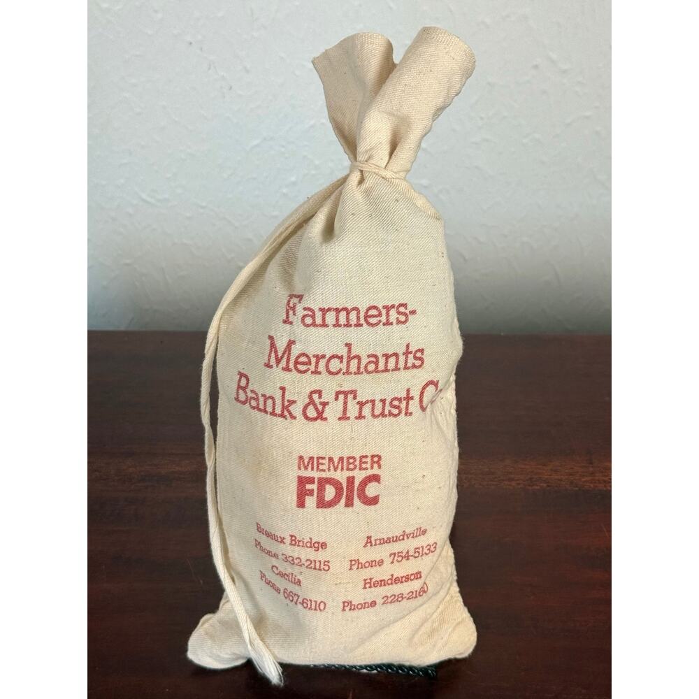 Farmers Merchants Bank Canvas Money Bag FDIC Vintage Banking Ephemera
